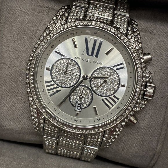 Michael Kors Camille Silver-Tone Stainless Steel Pave Bracelet Watch 42 - Picture 3 of 9